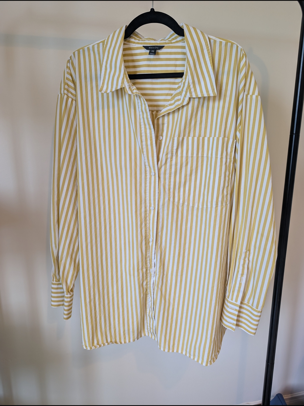 RW&Co Yellow & White Striped Women's Shirt Jacket